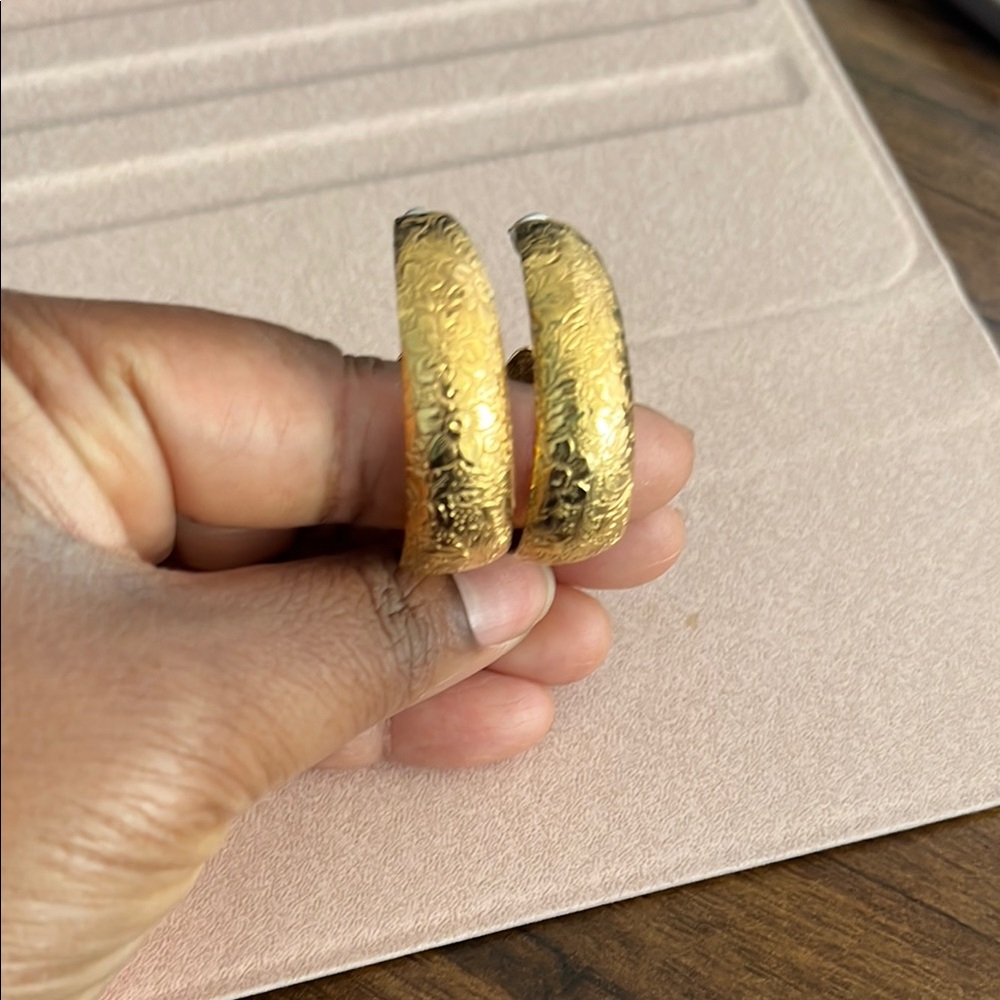 Gold Textured Hoop Earrings